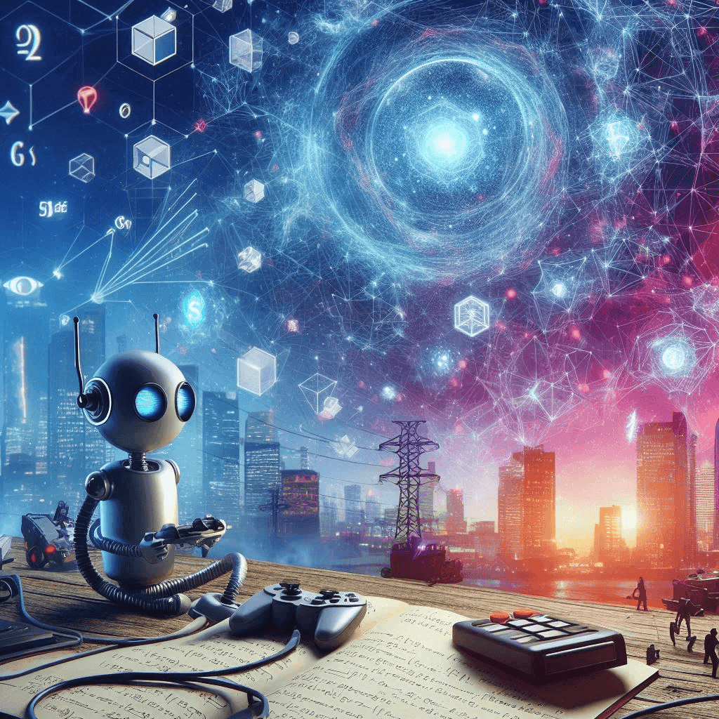 combination of book , game logic, ai universe with robot