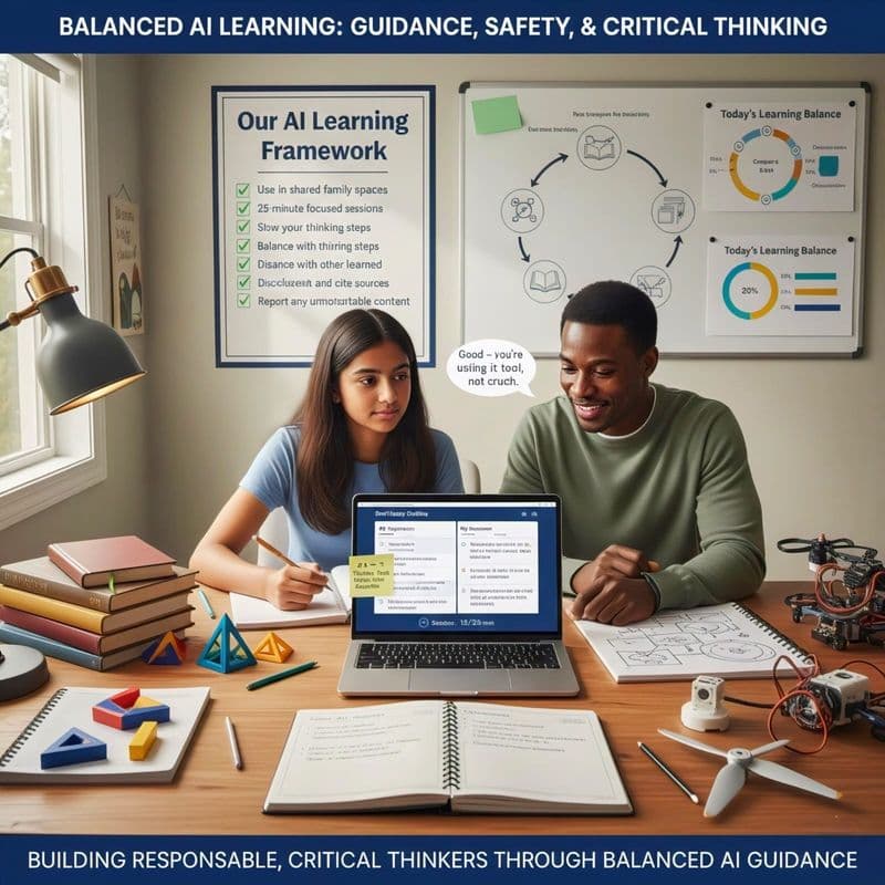 Young students explore artificial intelligence AI tools, worksheets, and books that explain AI systems, computer vision, and natural language processing