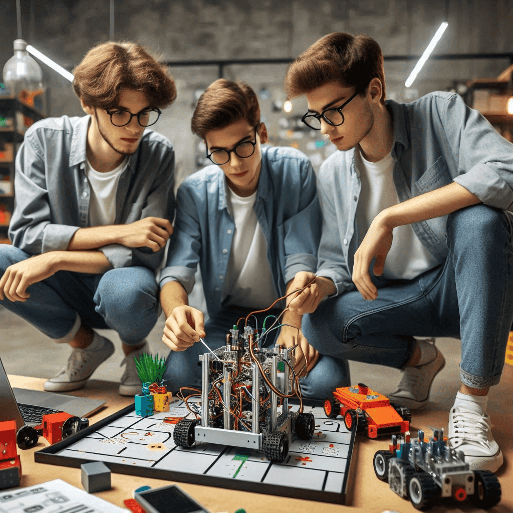 students  working with iot devices