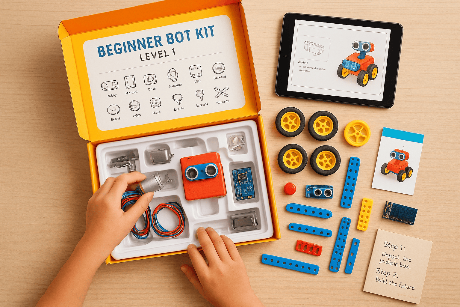 Beginner robot kits with detailed instructions for kids robotics, helping young learners build own robots