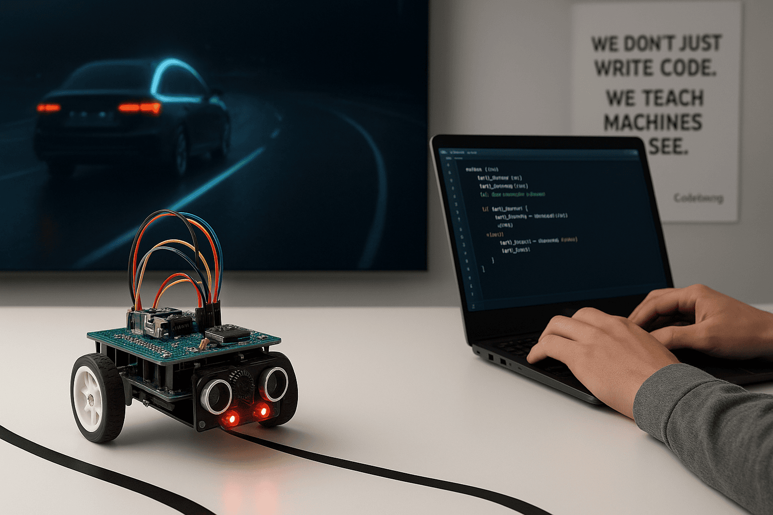 Students learn robotics classes with robot kits, coding robots, computer programming, and self driving cars