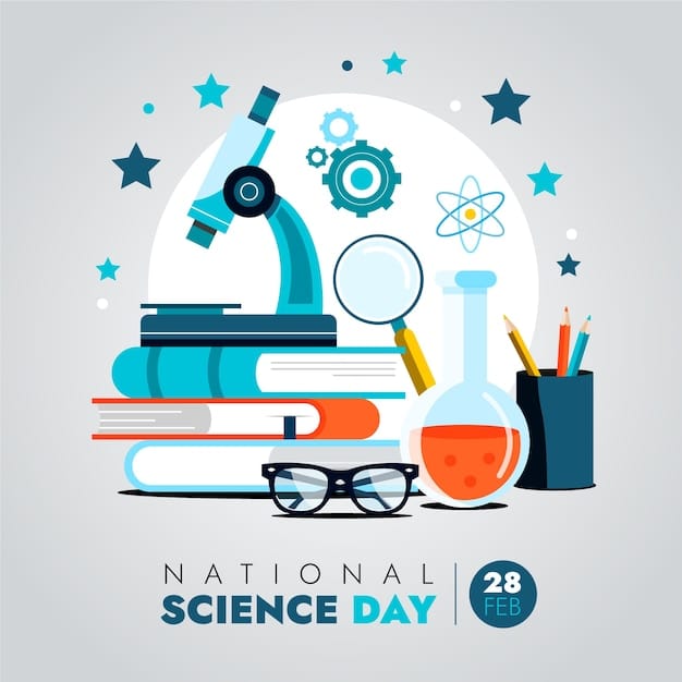 Flat national science day illustration