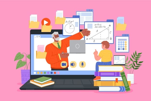 Vector hand drawn online tutor illustration