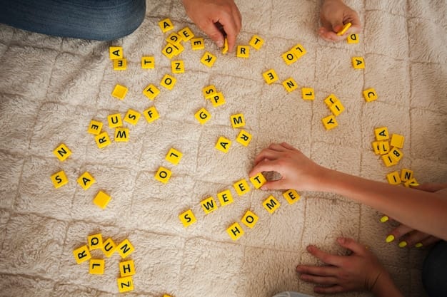 Free Photo high angle view of hand playing scrabble game on carpet