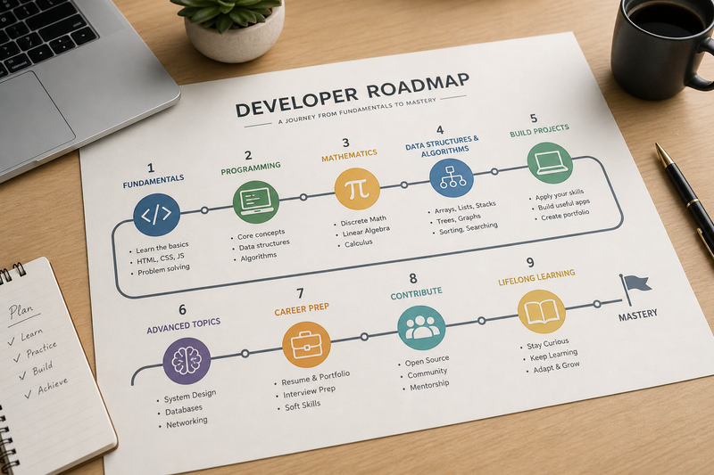 Step-by-step roadmap for preparing kids for coding competitions, including coding classes, Scratch, Python, app development, math practice, teamwork, and past problems.