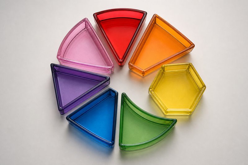 Color-coded overview of seven vocabulary categories: action words, descriptive words, nouns, emotions, connecting words, STEM words, and time-place words