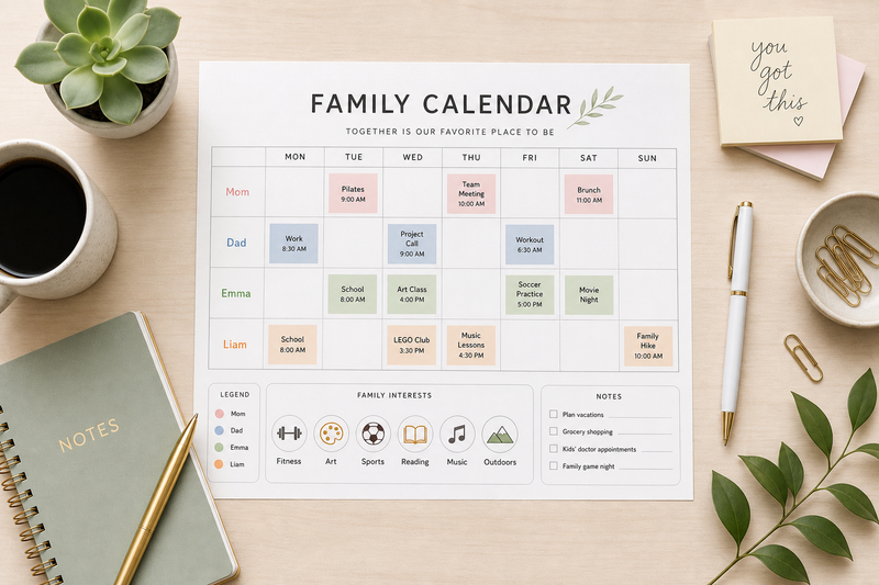 Parent decision-making checklist for choosing kids' extracurricular activities based on interests, age readiness, schedule, cost, and balance
