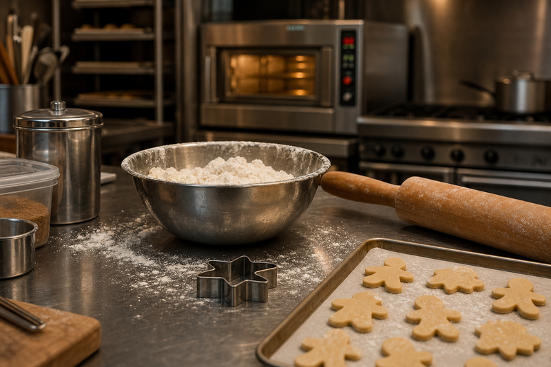 Simple infographic comparing a cookie recipe to a Python function, showing recipe name as function name, ingredients as parameters, steps as function body, and cookies as return value