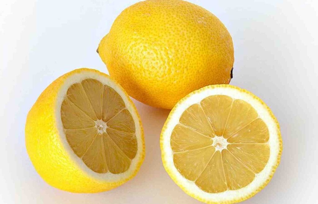 Fresh lemon halves for making invisible ink in a simple science experiment for kids