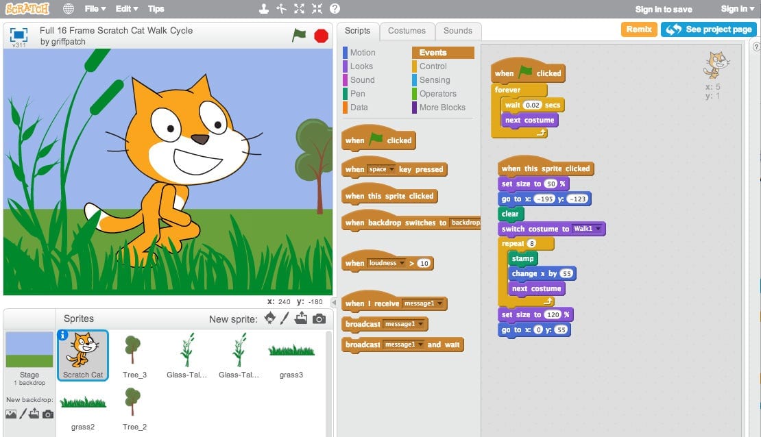 motion blocks and interactive stories to start coding and for software development