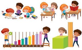 Set of children learning math | Premium ...