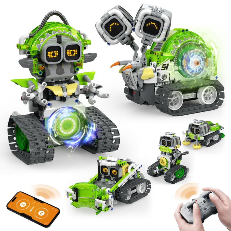 5in1 STEM AI Robot Toys Building Set, 478Pcs APP & Remote Control  Engineering Erector Blocks for Kids Age 6-8, Coding Interactive Educational  ...