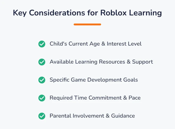 Key Considerations for Roblox Learning.