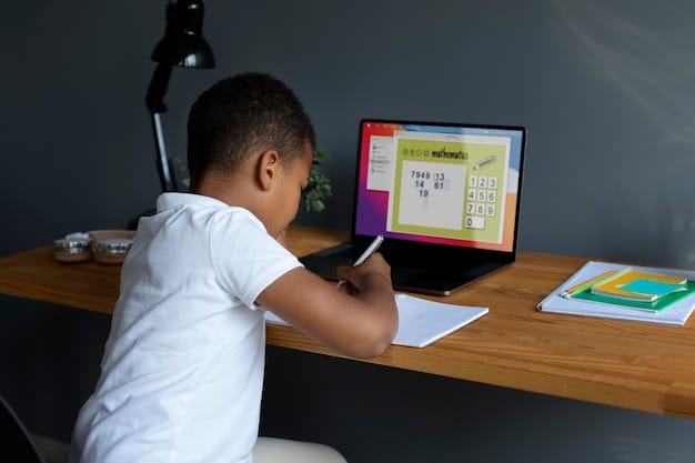 Little boy participating in an online class