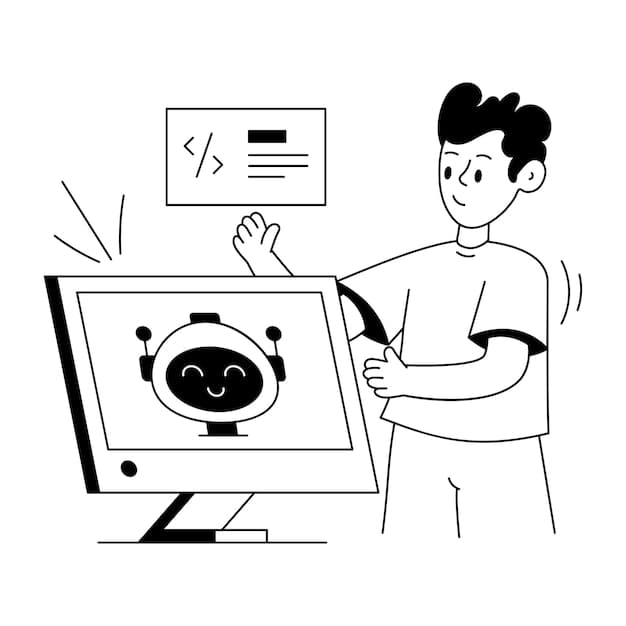 A scalable glyph illustration of robot coding | Premium Vector