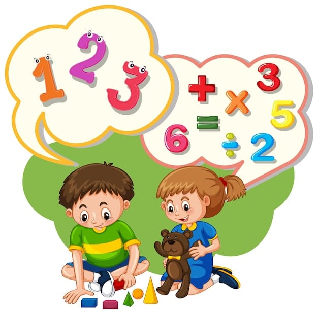 Vector speech bubble design with kids playing toys