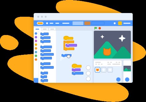 blue cat icon is logo for scratch where you can save projects, do basic scripting, build online community and global community