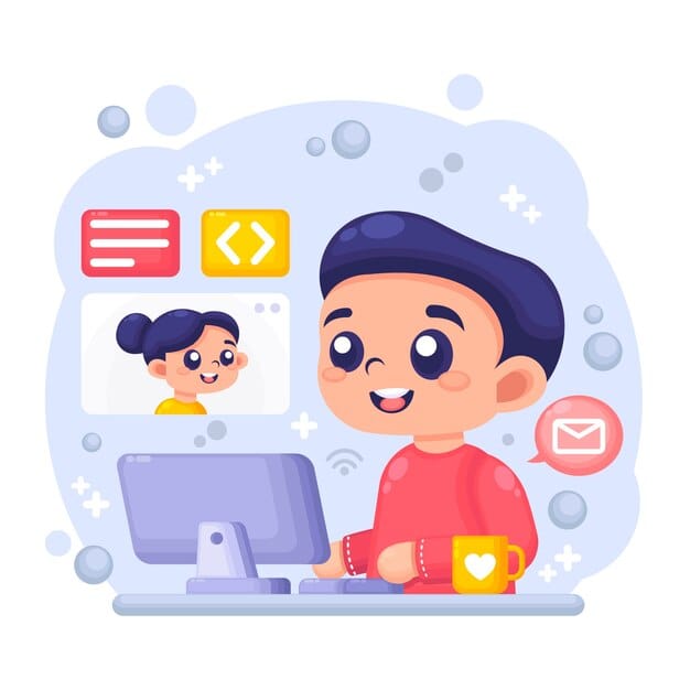 Free Vector stay at home and talk to your friends online