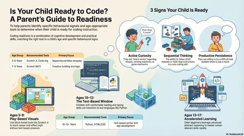 coding readiness for kids: young child engaged with a Scratch project on a tablet during a guided session