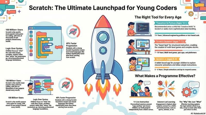 scratch programming kids: advanced Scratch game created by a 9-year-old with multiple sprites, score display, and level design