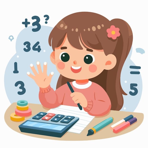 vector kid learning mathematics by counting fingers