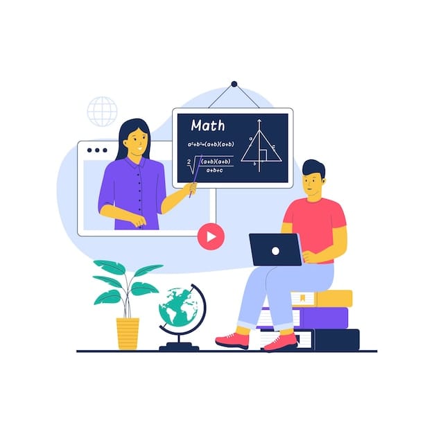 Vector vector of man learning math in online class