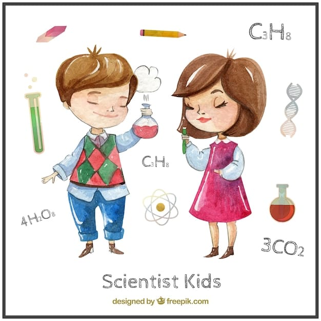 Free Vector watercolor cute scientist kids