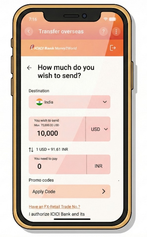 Enter Amount to be sent