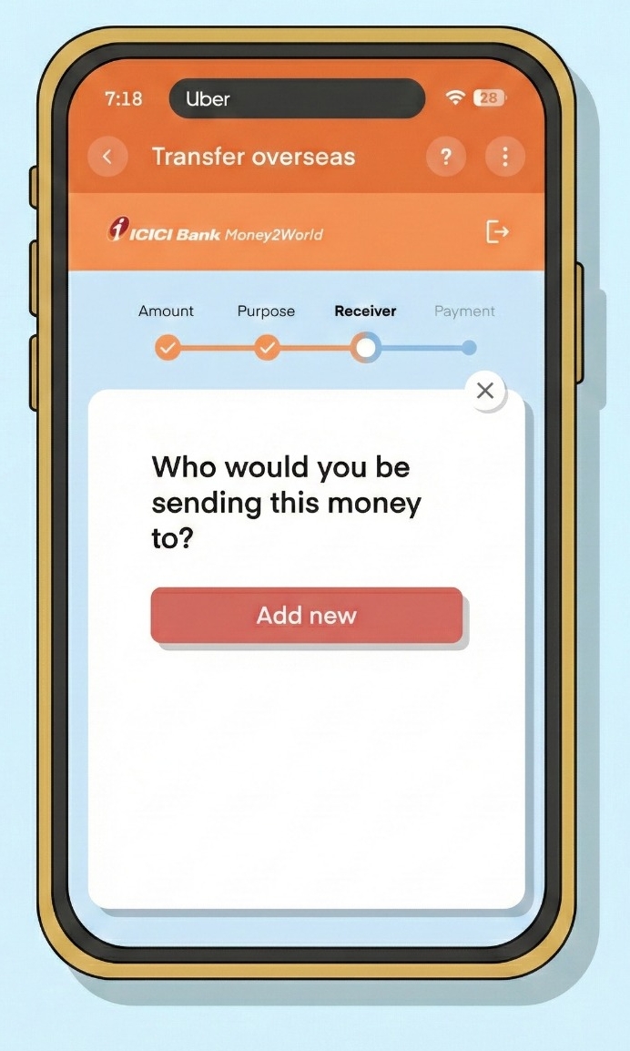 [Screenshot: Add new receiver screen]
