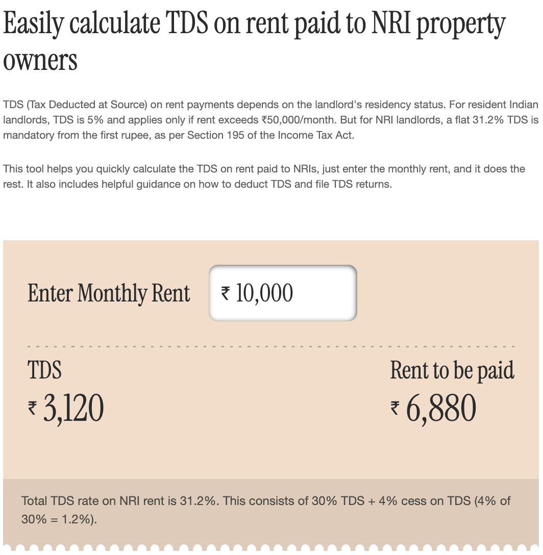 tds on rent to nri landlord