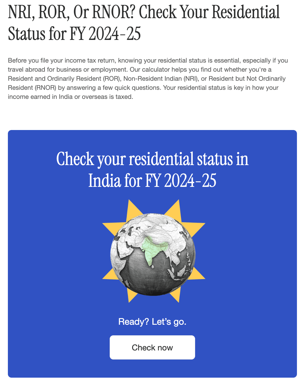 NRI Residential Status Tool