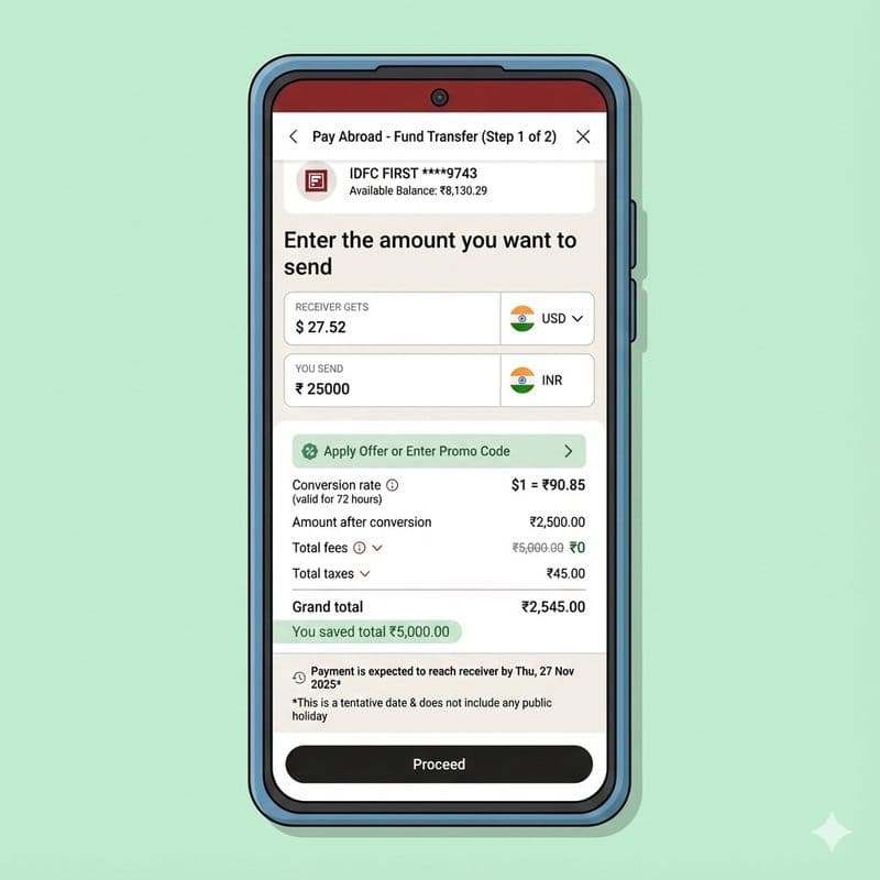 Transfer Money from IDFC Bank to GIFT City_Amount_To_Sent