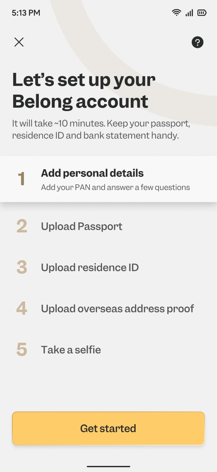 Setting up Belong Aaccount