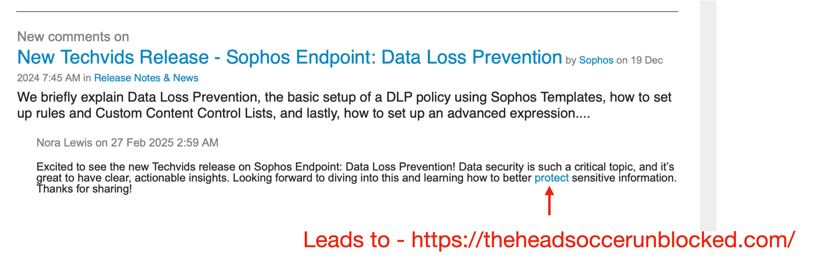Newsletter with malicious link