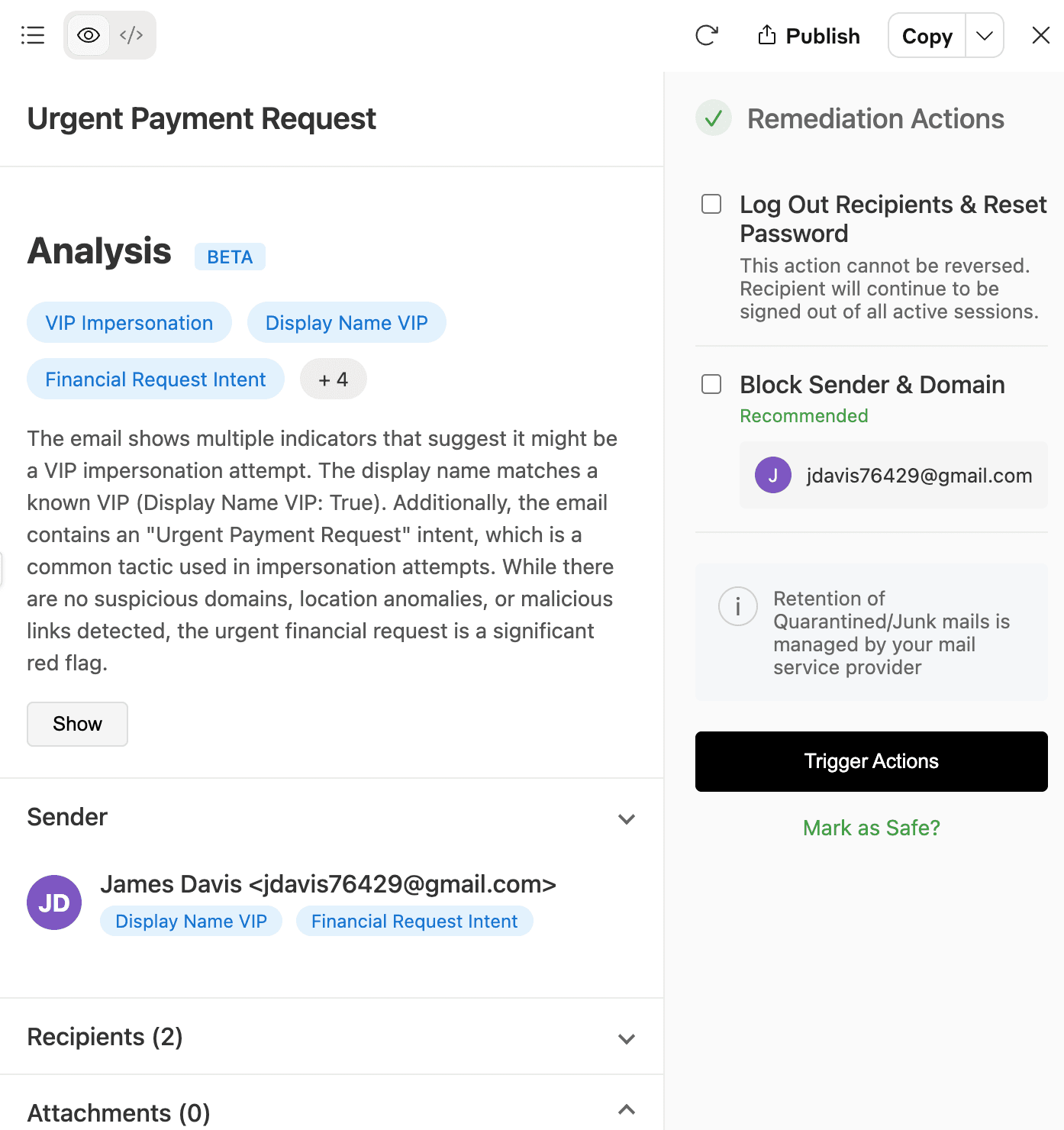 Impersonation attack