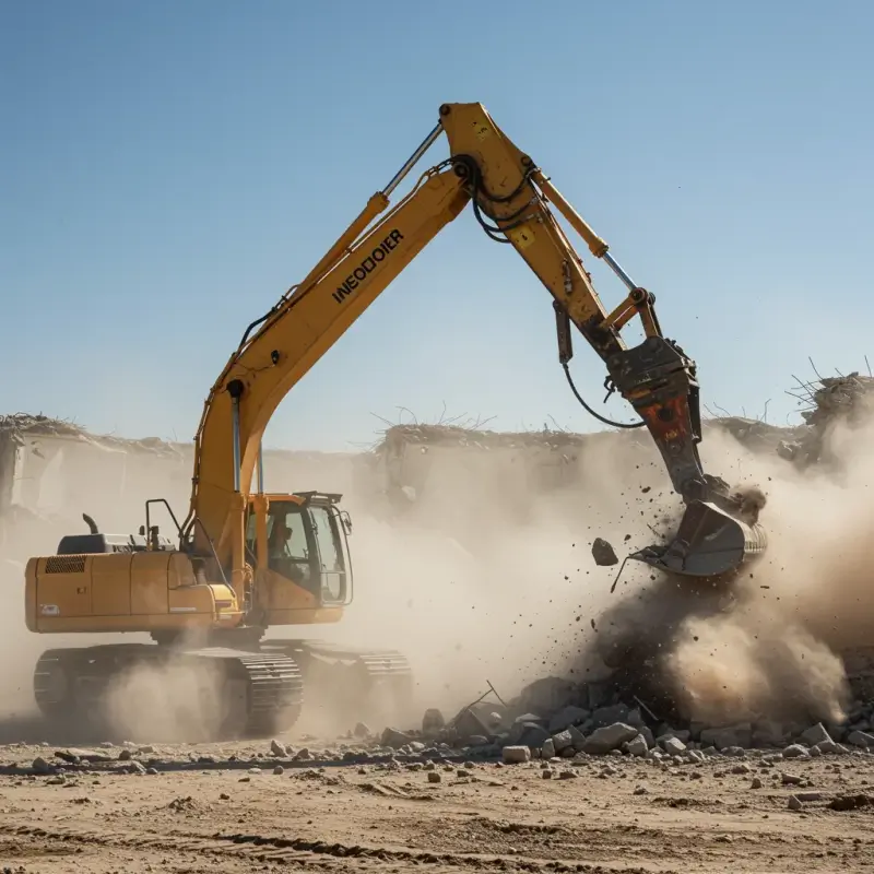 A Crane Demolishing a Building