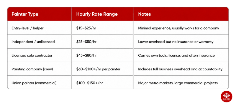 How much do painters charge per hour | flexcrewusa.com