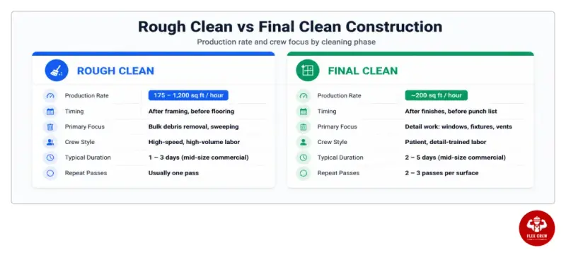 Rough clean vs final clean construction | flexcrewusa.com
