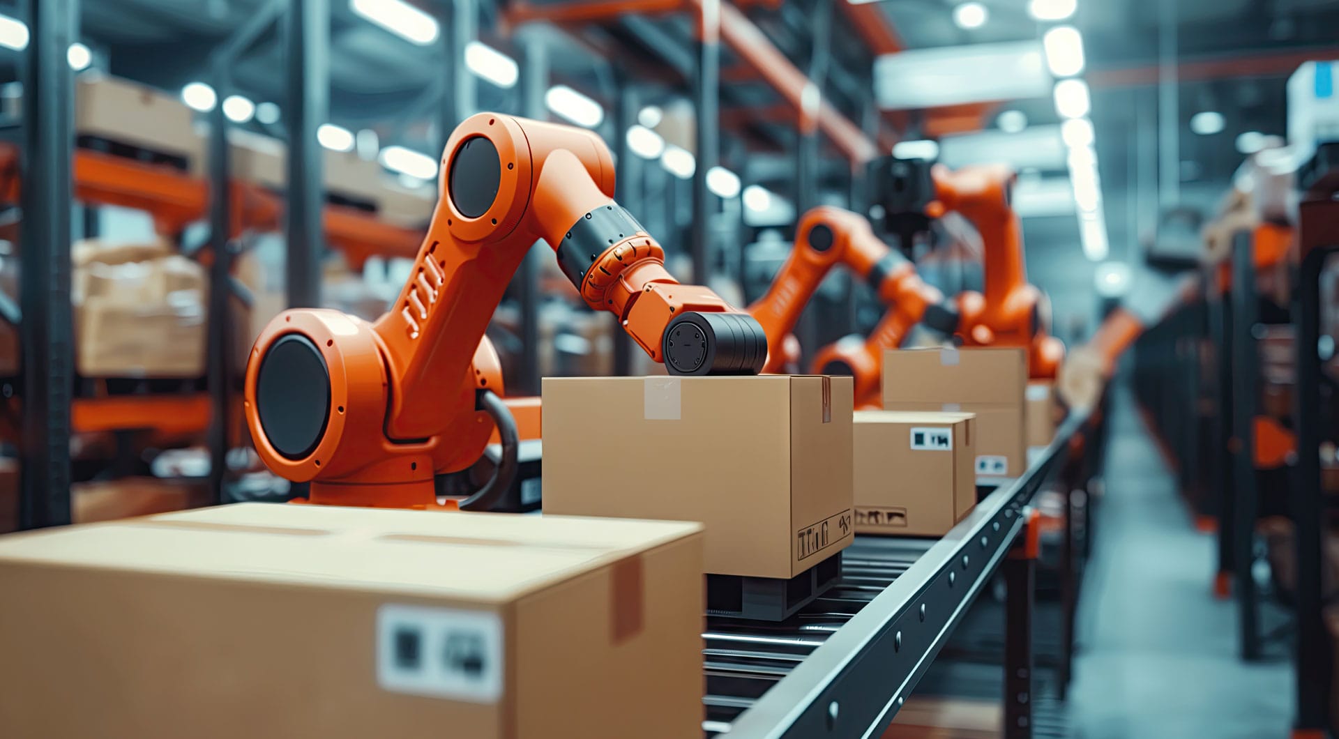 Automated warehouse with robots
