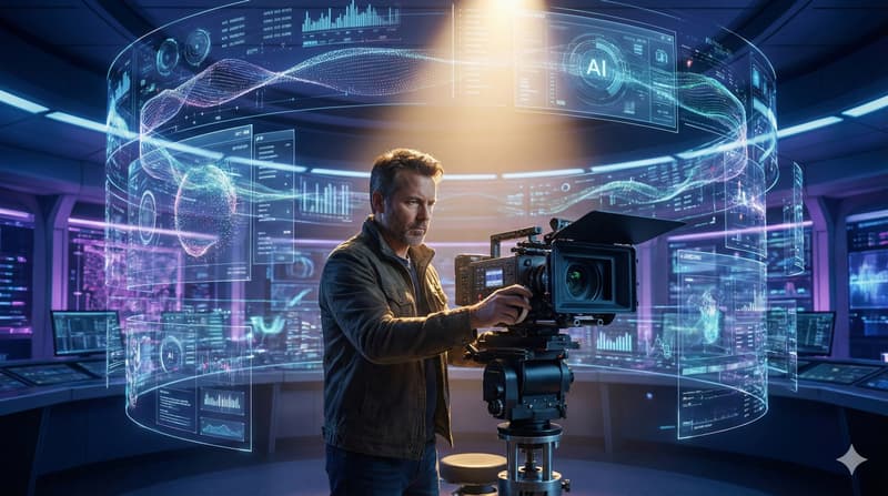 Image describing AI + Human model of video creation