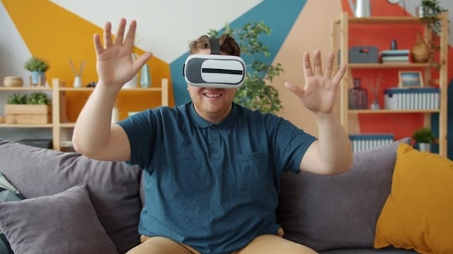 Person wearing a VR headset
