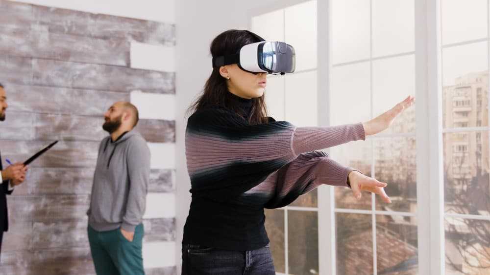 Woman using Virtual Reality headsets