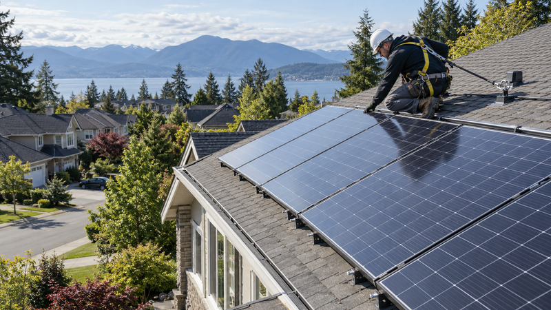 Solar Installer Inspects Canadian Home Roof