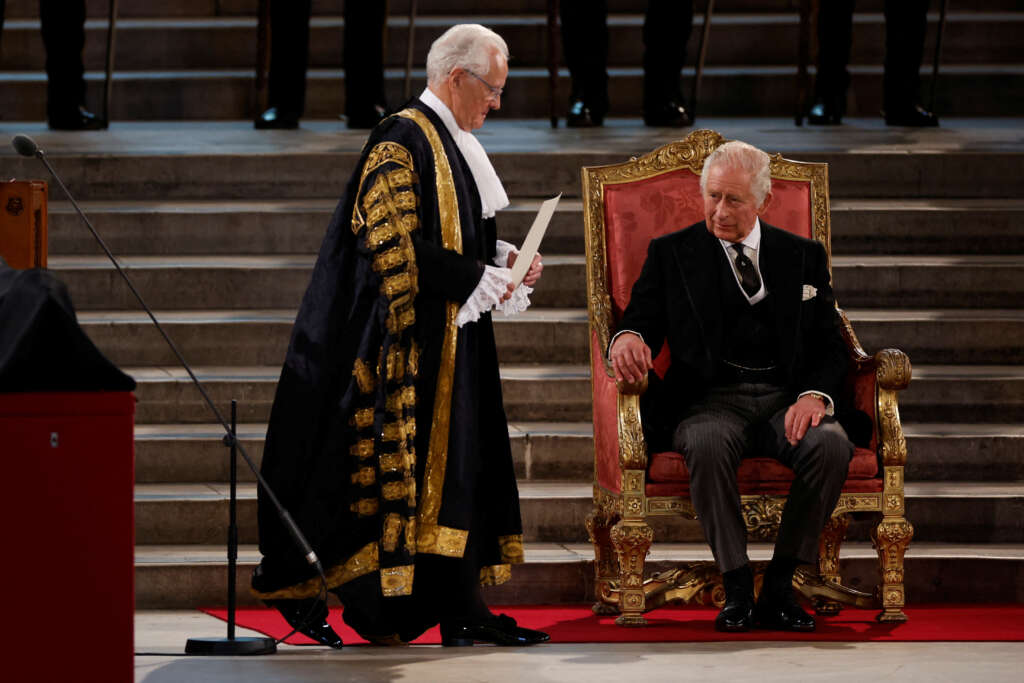 King Charles, in parliament, promises to follow queen’s example