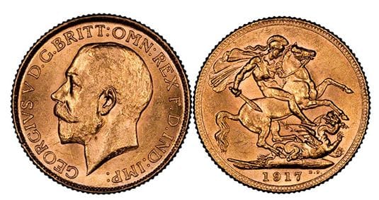 1917 George V sovereign London mint
