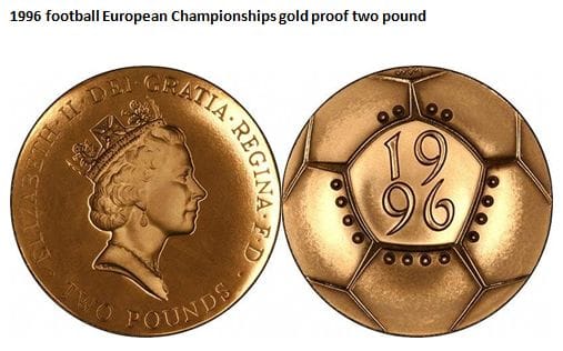 1996 football European Championships gold proof two pound 