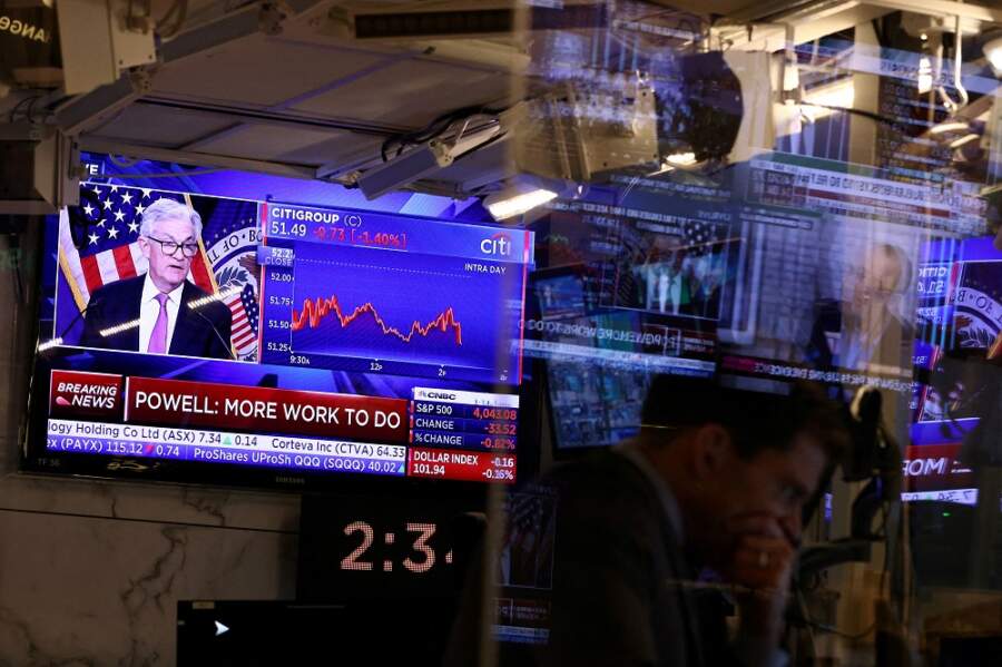 Wall Street drops, Treasury yields gyrate on Fed Chairman Powell’s remarks