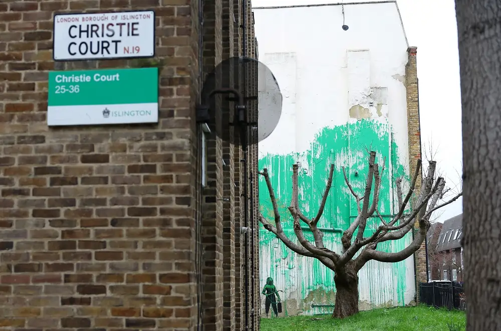 New Banksy mural depicting tree foliage appears in north London