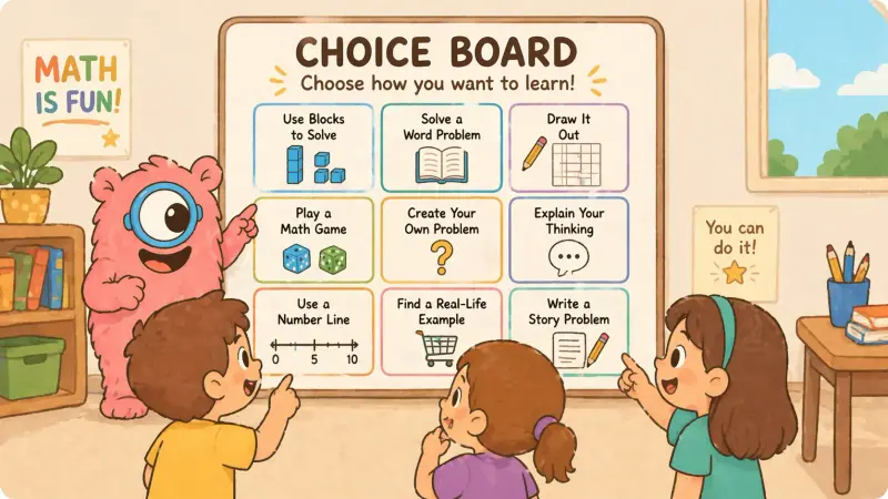 Choice board for math class