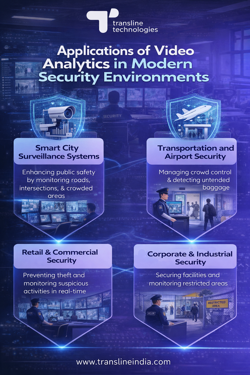 applications_of_video_analytics_in_modern_security_environments_showing_ai_powered_video_surveillance_for_smart_city_surveillance_retail_security_airport_security_and_corporate_industrial_security_transline technologies